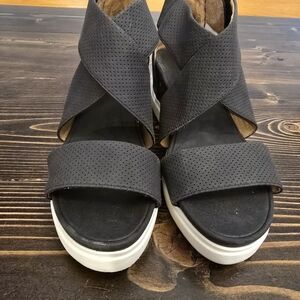Dr. Scholls Women's Sheena Wedge Sandals Black Size 9 worn once